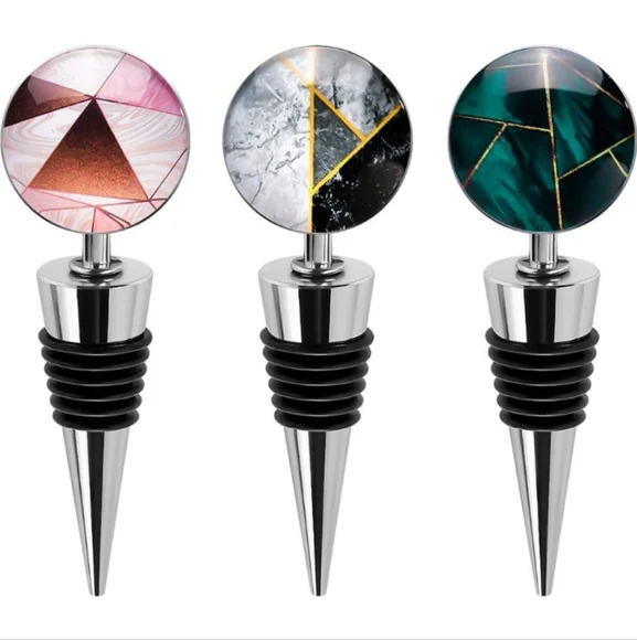 Art Glass Beverage Bottle Stoppers, Set of 3 - Picture 1 of 12